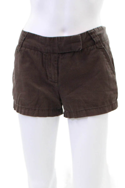J Crew Womens Cotton Zip Lined Casual Shorts Brown Size 0