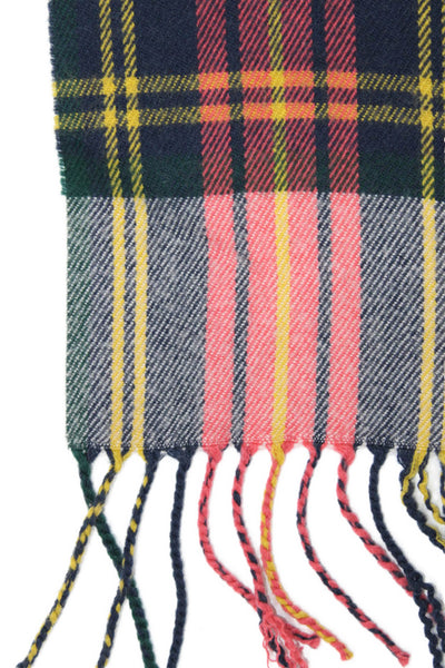 J Crew Womens Textured Knit Plaid Printed Fringe Cut Thick Scarf Multi