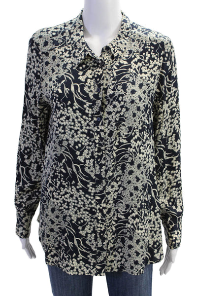 Ba&Sh Womens Floral Print Button Down Blouse Black White Size 6