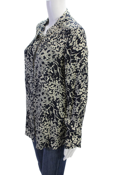 Ba&Sh Womens Floral Print Button Down Blouse Black White Size 6