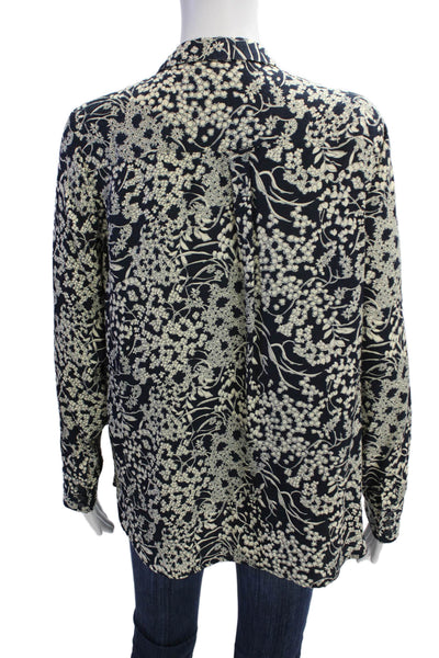 Ba&Sh Womens Floral Print Button Down Blouse Black White Size 6