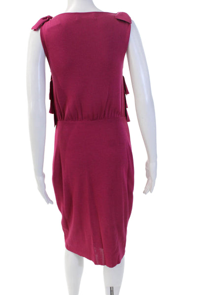 Giambattista Valli Womens Scoop Neck Ruffled Tiered Silk Knit Dress Pink IT 40