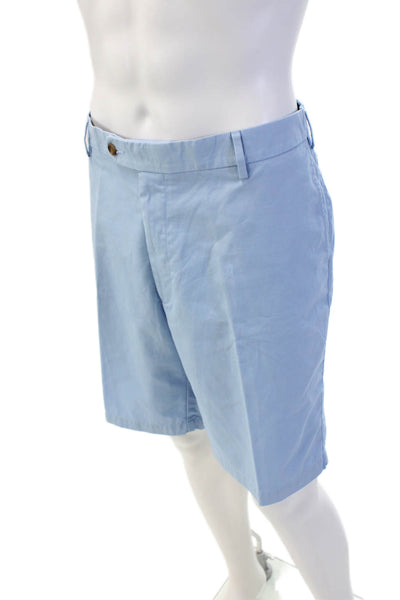 Peter Millar Womens Zipper Fly Pleated Chino Shorts Blue Cotton Size 40