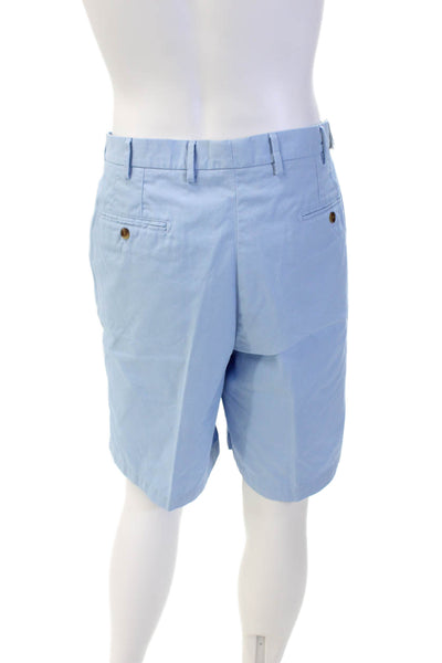 Peter Millar Womens Zipper Fly Pleated Chino Shorts Blue Cotton Size 40