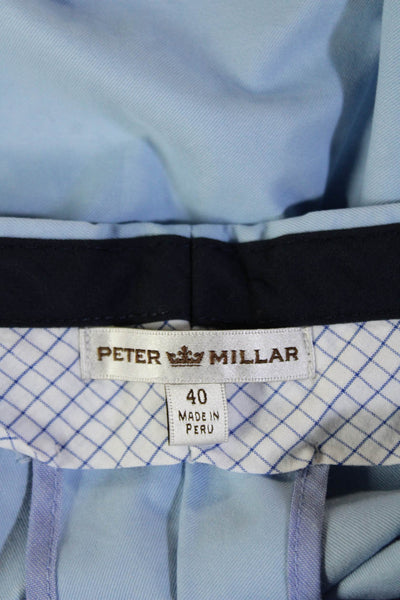 Peter Millar Womens Zipper Fly Pleated Chino Shorts Blue Cotton Size 40