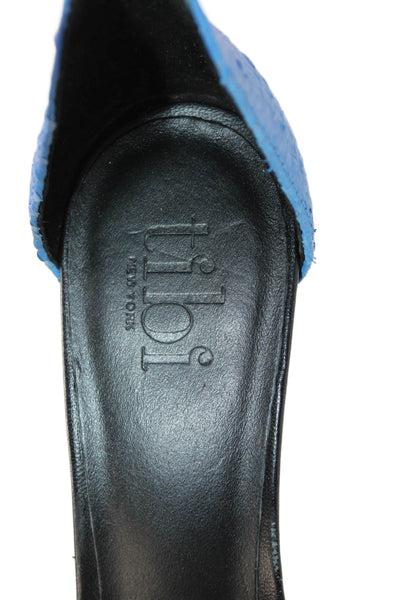 Tibi Womens Leather Embossed Ankle Strap High Heels Shoes Blue Size 8