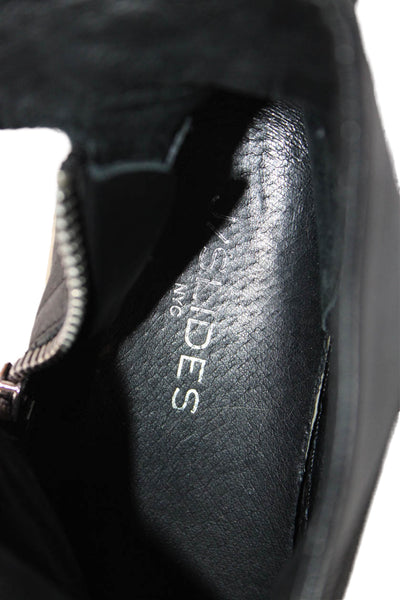 J Slides Womens Leather Round Toe Platform Sneakers Black Size 8
