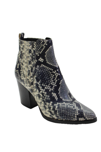 Marc Fisher LTD. Womens Leather Animal Print Ankle Boots Black Size 8M