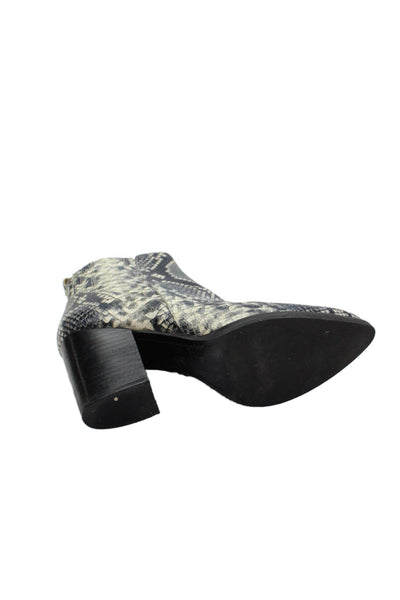Marc Fisher LTD. Womens Leather Animal Print Ankle Boots Black Size 8M
