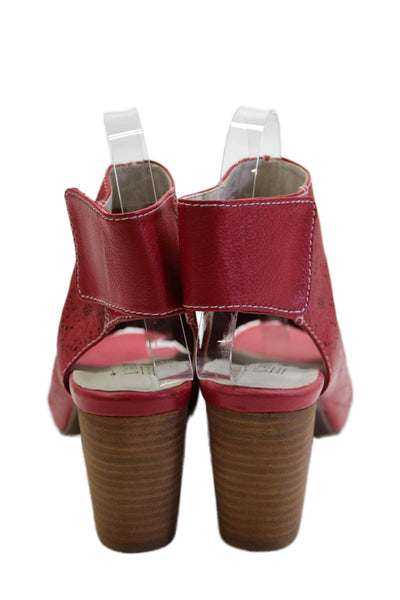 L Artiste Womens Leather Floral Open Toe Cut Out Heels Red Size 39 9