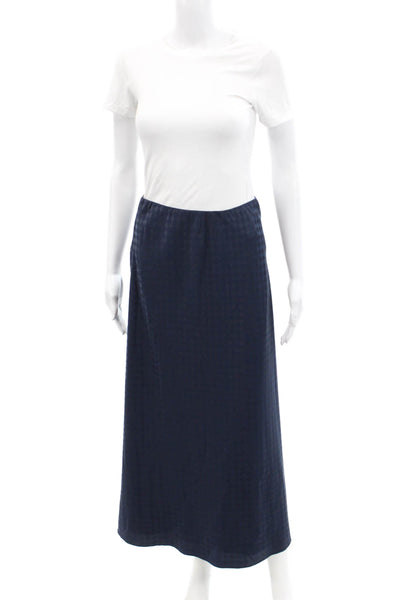 Toccin Womens Elastic Waist Diamond Print Maxi Skirt Dark Blue Size 4