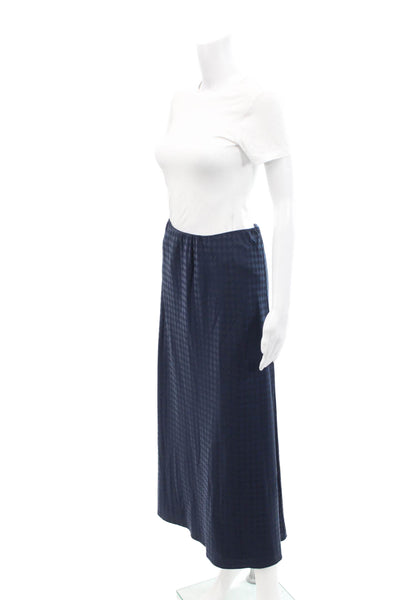Toccin Womens Elastic Waist Diamond Print Maxi Skirt Dark Blue Size 4