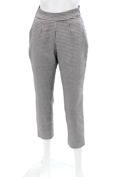 Toccin Womens Houndstooth Print Side Zippered Tapered Leg Pants Black Size 2