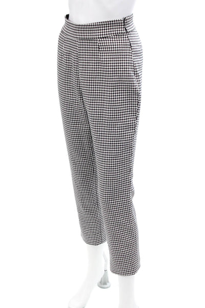 Toccin Womens Houndstooth Print Side Zippered Tapered Leg Pants Black Size 2