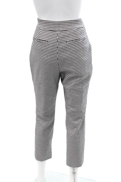 Toccin Womens Houndstooth Print Side Zippered Tapered Leg Pants Black Size 2