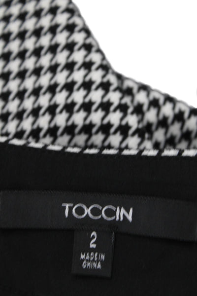 Toccin Womens Houndstooth Print Side Zippered Tapered Leg Pants Black Size 2