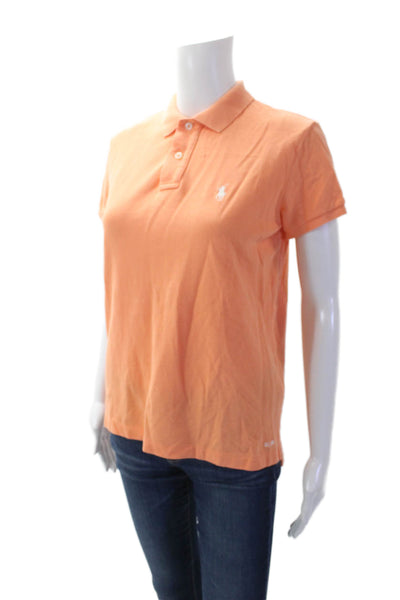 Ralph Lauren Womens Collar Short Sleeve Classic Fit Polo Shirt Orange Size S