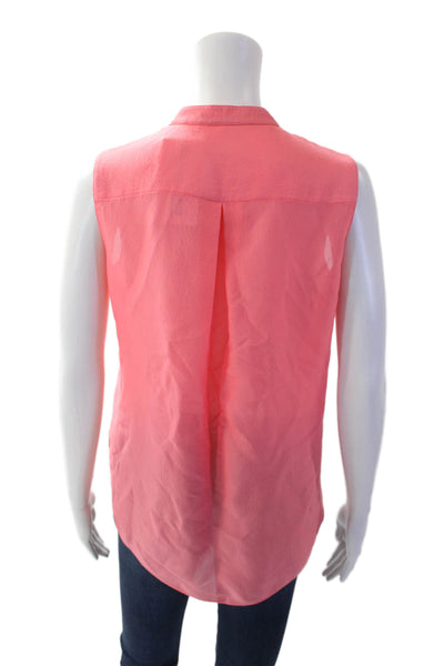 Elie Tahari Womens Silk Sleeveless Button Down Blouse Coral Pink Size S