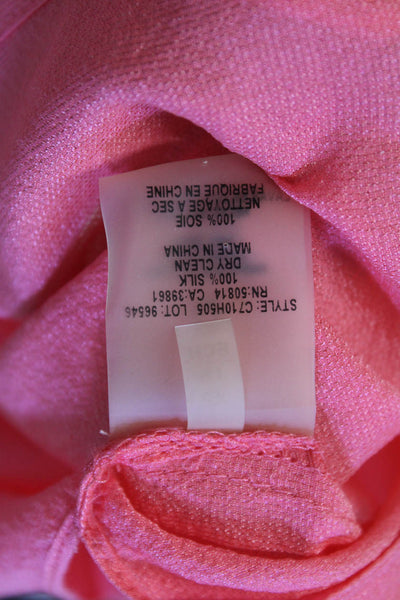 Elie Tahari Womens Silk Sleeveless Button Down Blouse Coral Pink Size S