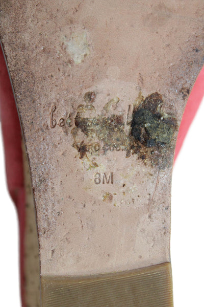 Bettye Muller Womens Suede Leather Peep Toe Ankle Tie Wedge Heels Pink Size 8