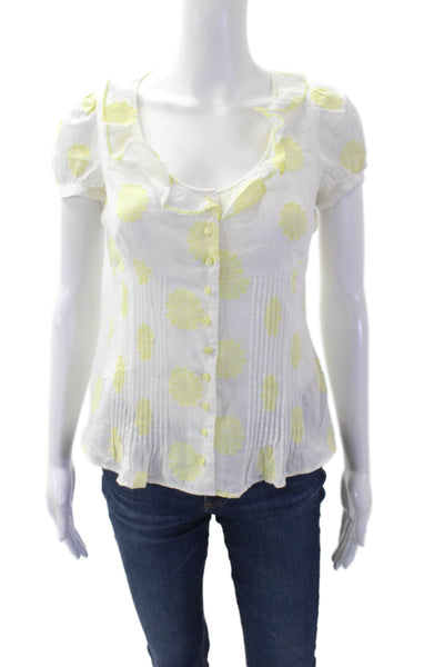 Odille Anthropologie Womens Button-Down Top White Size 2