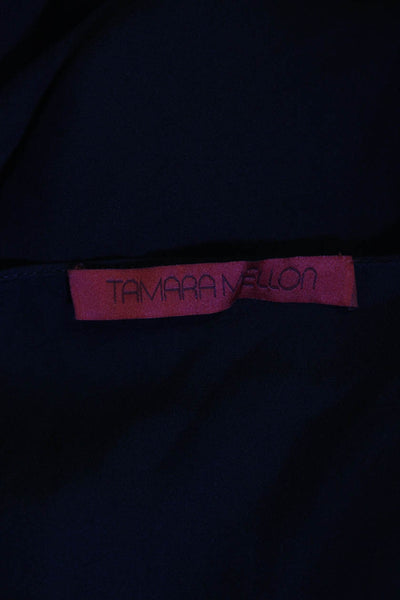 Tamara Mellon Womens Silk V Neck Cold Shoulder Blouse Black Size 4
