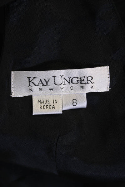 Kay Unger Womens Silk V Neck Cropped Sleeveless Tank Top Black Size 8