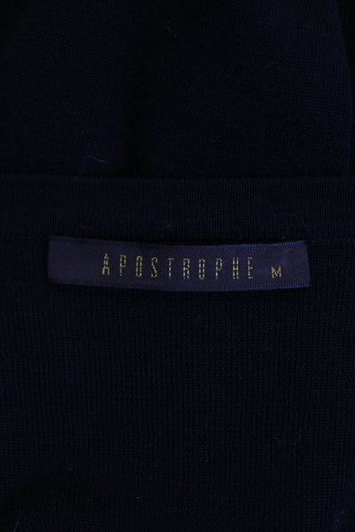 Apostrophe Womens Jeweled Shell Sweater Black Wool Size Medium