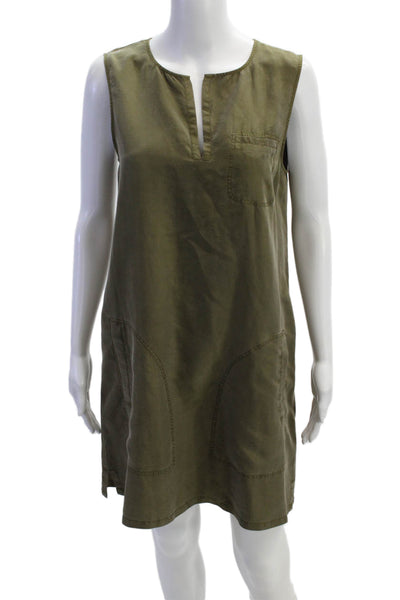Theory Womens Silk Sleeveless Knee Length Shirt Dress Green Size 8