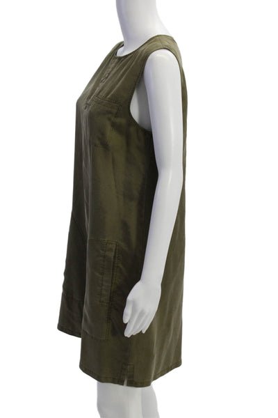 Theory Womens Silk Sleeveless Knee Length Shirt Dress Green Size 8
