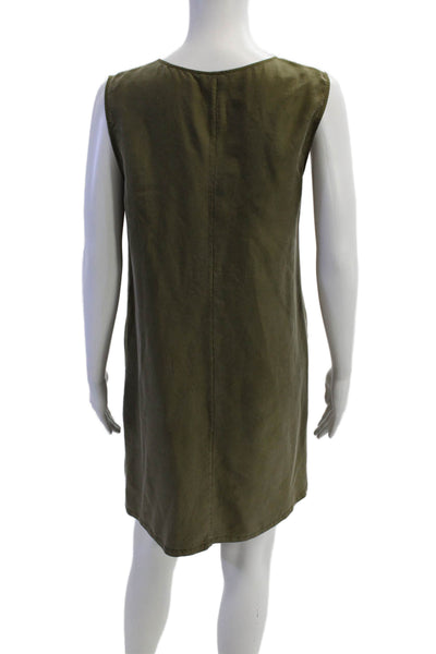 Theory Womens Silk Sleeveless Knee Length Shirt Dress Green Size 8