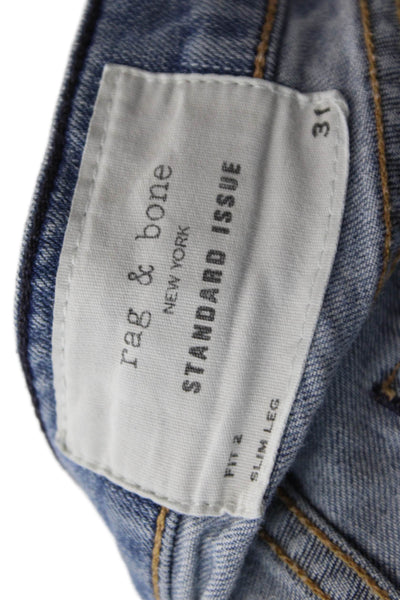Rag & Bone Mens Fit 2 Slim Leg Button Up Jeans Blue Cotton Size 31