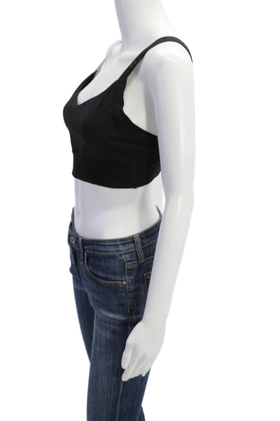 PE Nation Womens Colorblocked Crossed Strap Athletic Sports Bra Black Size S