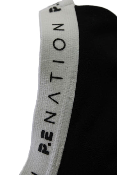 PE Nation Womens Colorblocked Crossed Strap Athletic Sports Bra Black Size S
