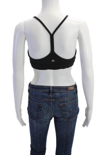 Lululemon Womens Spaghetti Strap Racerback Sports Bra Solid Black Size S