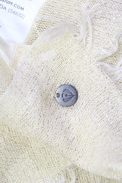 Lululemon Womens Metallic Woven Fringed Detail Wide Scarf Gold Size 76" X 28"