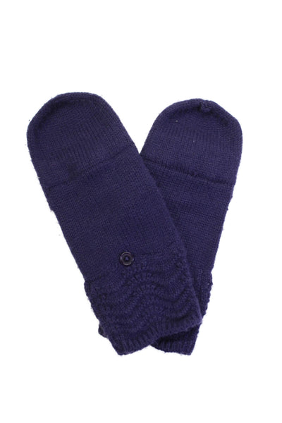 Lululemon Womens Knitted Fold Over Detail Fingerless Gloves Blue One Size