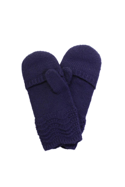 Lululemon Womens Knitted Fold Over Detail Fingerless Gloves Blue One Size