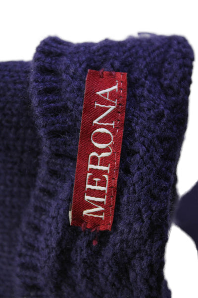 Lululemon Womens Knitted Fold Over Detail Fingerless Gloves Blue One Size