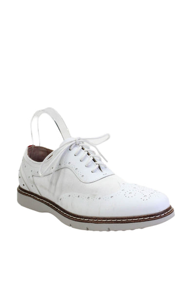 Stacy Adams Mens Textured Lace-Up Tied Round Toe Loafers White Size 8