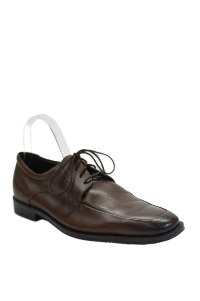 Aston Grey Mens Leather Lace-Up Tied Apron Toe Loafers Brown Size 8