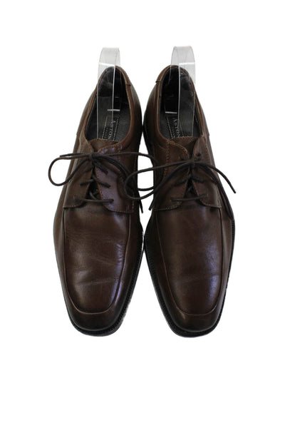 Aston Grey Mens Leather Lace-Up Tied Apron Toe Loafers Brown Size 8