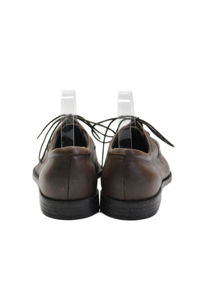 Aston Grey Mens Leather Lace-Up Tied Apron Toe Loafers Brown Size 8