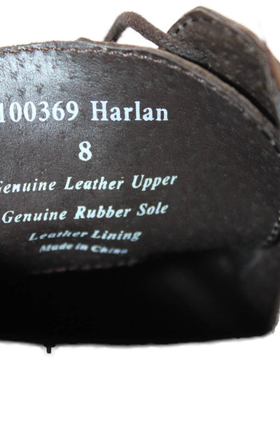 Aston Grey Mens Leather Lace-Up Tied Apron Toe Loafers Brown Size 8