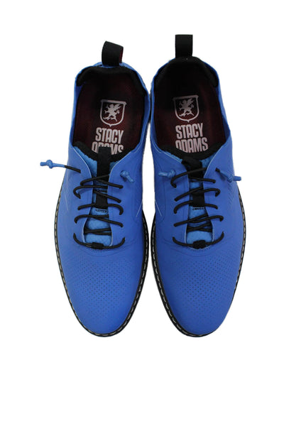 Stacy Adams Mens Leather Textured Mesh Lace-Up Tied Casual Shoes Blue Size 8