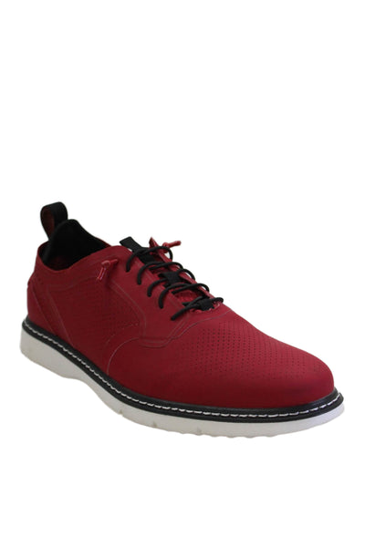 Stacy Adams Mens Leather Mesh Textured Lace-Up Casual Walking Shoes Red Size 8