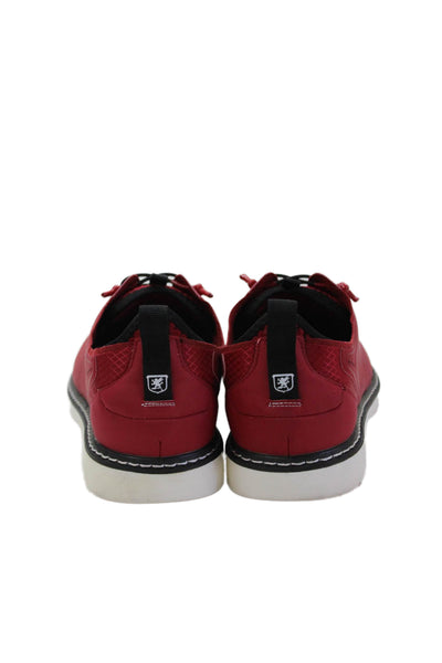 Stacy Adams Mens Leather Mesh Textured Lace-Up Casual Walking Shoes Red Size 8