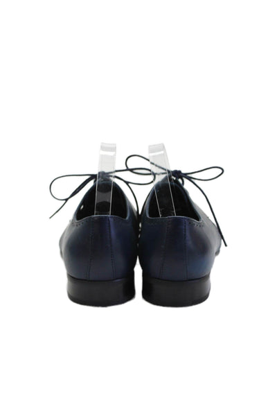 Bar III Mens Leather Kane Wingtip Lace-Up Tied Pointed Toe Loafers Navy Size 8