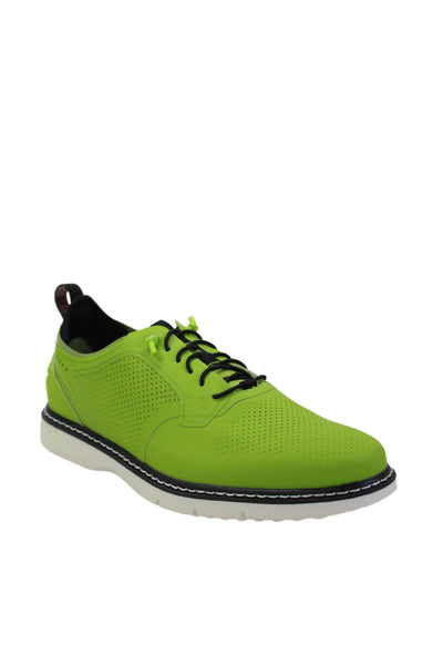 Stacy Adams Mens Leather Mesh Textured Lace-Up Tied Loafers Lime Green Size 8