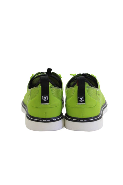 Stacy Adams Mens Leather Mesh Textured Lace-Up Tied Loafers Lime Green Size 8